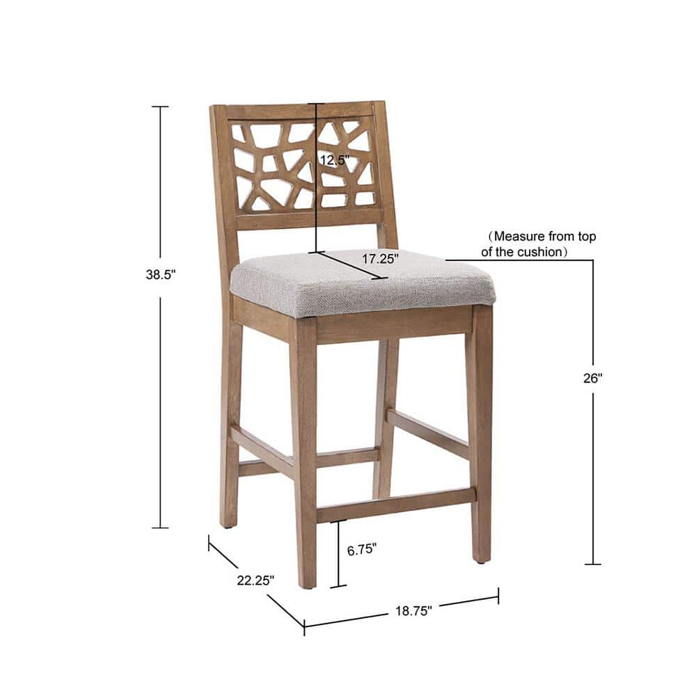 Caramel Oak Crackle Mosaic Counter Stool in Light Gray