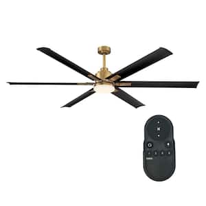 72 in. Modern 6-Blade Integrated LED Brass Gold Ceiling Fan with Light and Remote Control