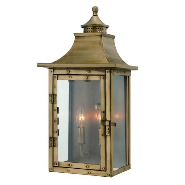 HomeRoots 19.75 in. Brass Outdoor Hardwired Sconce with No Bulbs Included