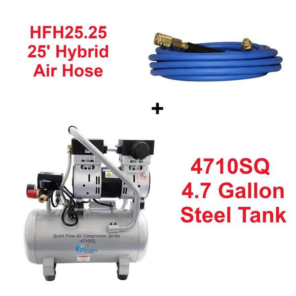 California Air Tools Quiet Flow 4.7 Gal. Hp 120 PSI Steel Tank Electric Air  Compressor with 25 ft. Air Hose w/2 Industrial Quick Connectors CAT-4710SQH  The Home Depot