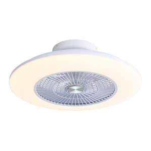 23 in. Dimmable LED Indoor White Smart Flush Mount Ceiling Fan with RGB Light and Remote Control Included