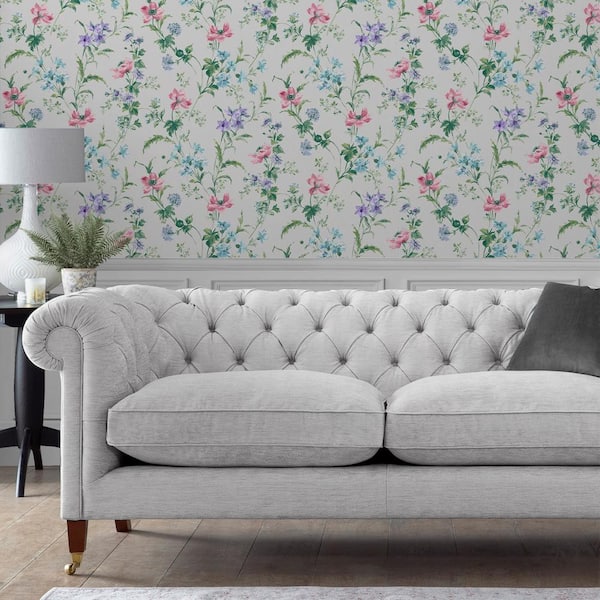 Poppy Meadow Pale Violet Wallpaper