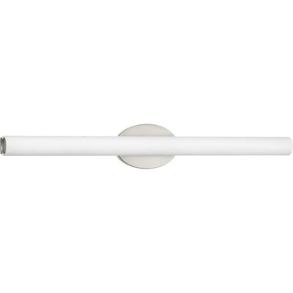 Progress Lighting Parallel LED Collection 32" Brushed Nickel Etched White Glass Luxe Bath Vanity Light