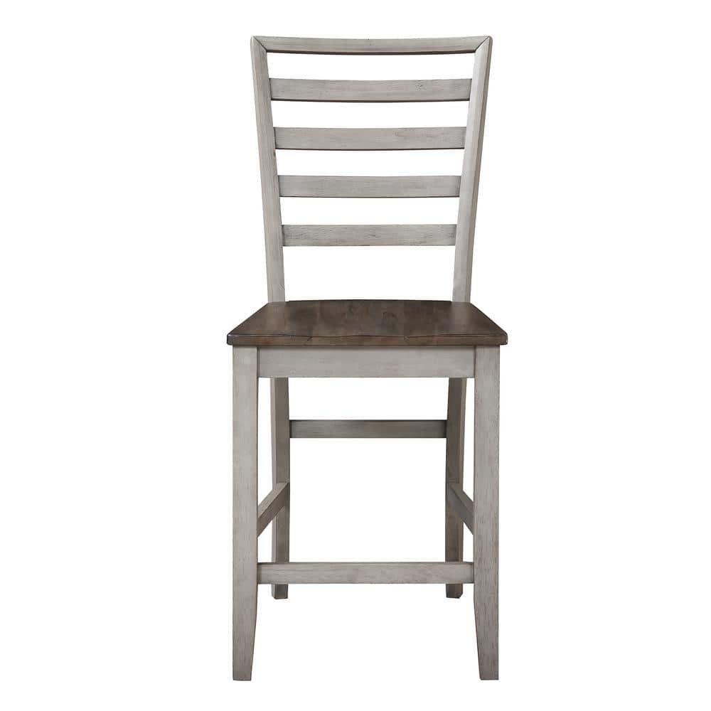 Smoky Alabaster and Honey Finish Counter Height Dining Set with 6 Chairs