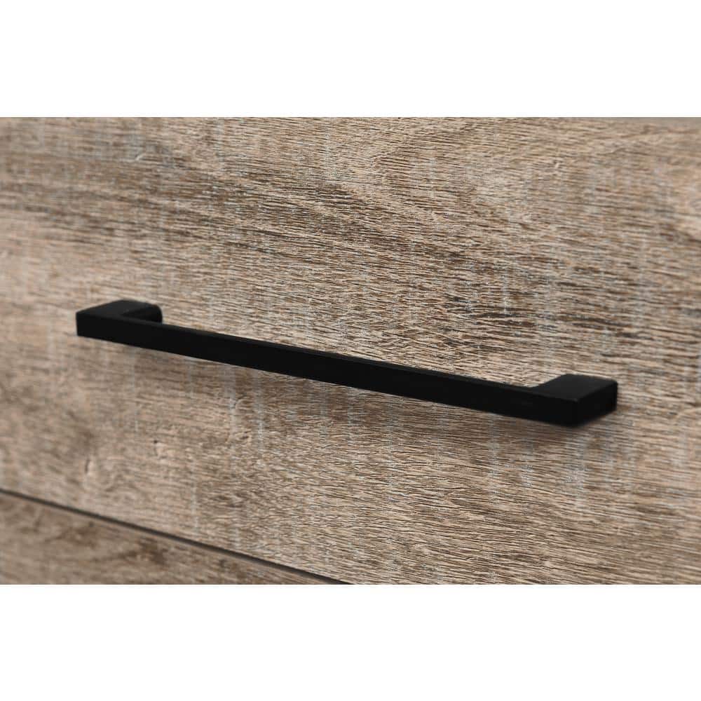 Weathered Oak and Matte Black Industrial Double Dresser with Soft Close Drawer