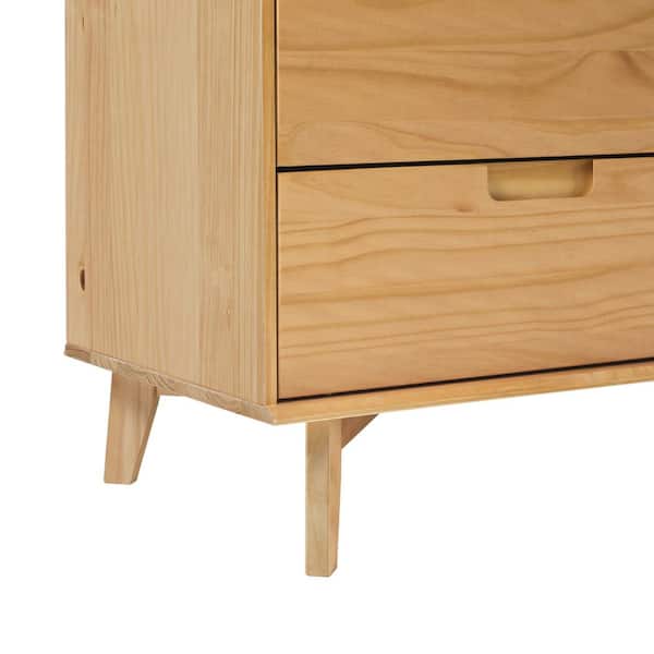 Sloane Natural Pine 6-Drawer Wood Mid-Century Modern Solid Wood 52 in. Dresser