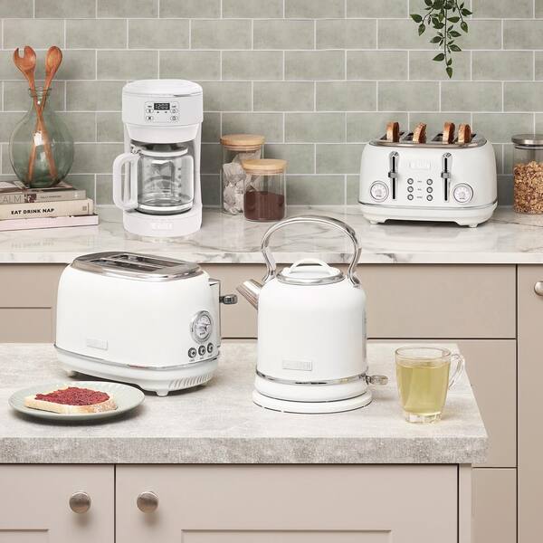 HADEN Chelsea 10 Cup Ivory / Chrome Drip Coffee Maker with Keep