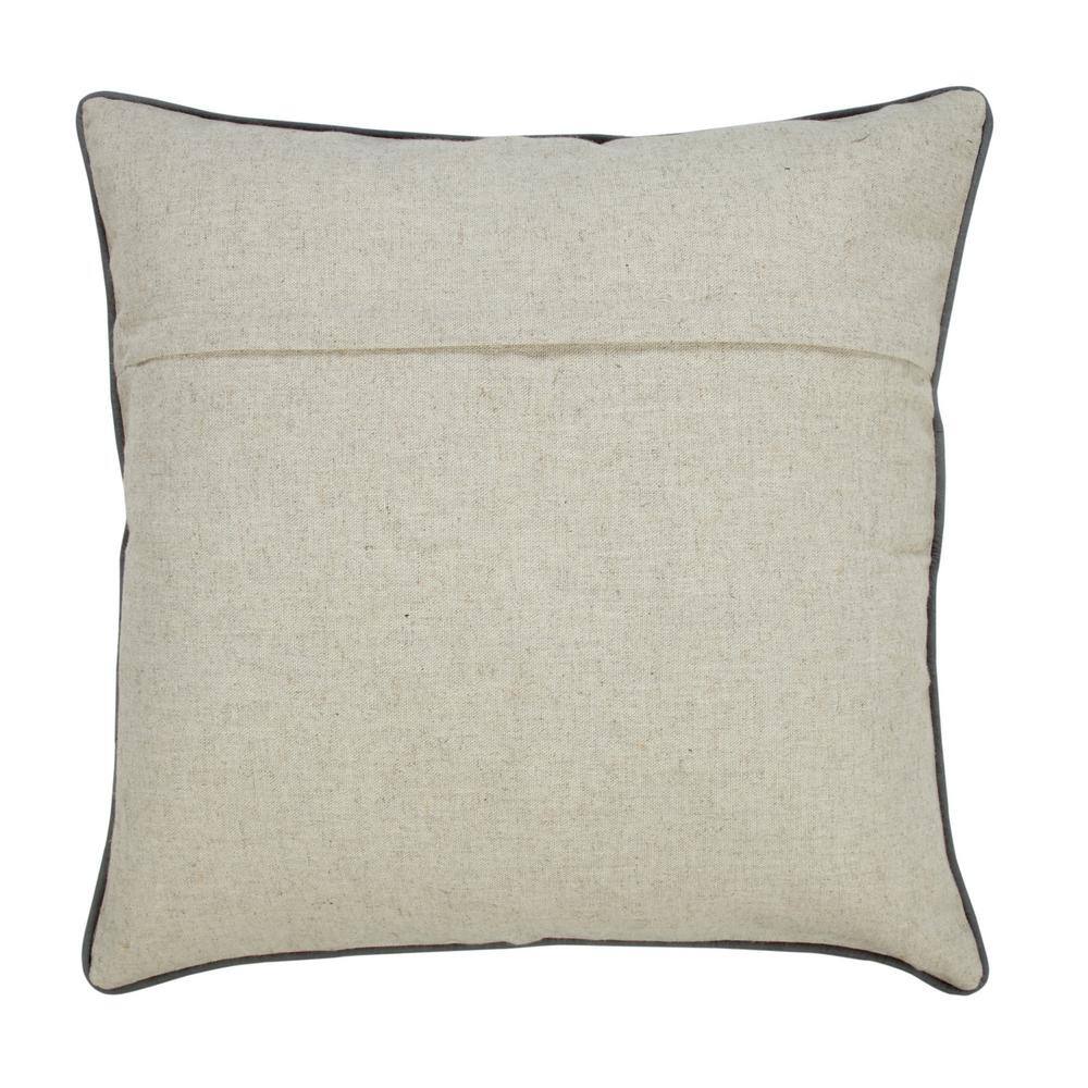 Beige and Blue Embroidered Botanical Bird 20" Square Pillow