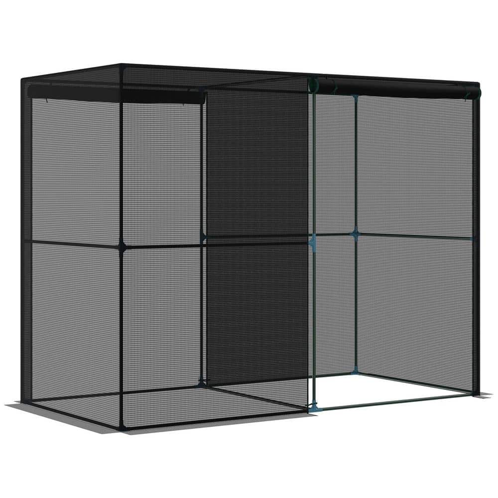 4ft x 8ft Black Lean-to Greenhouse with Zippered Doors