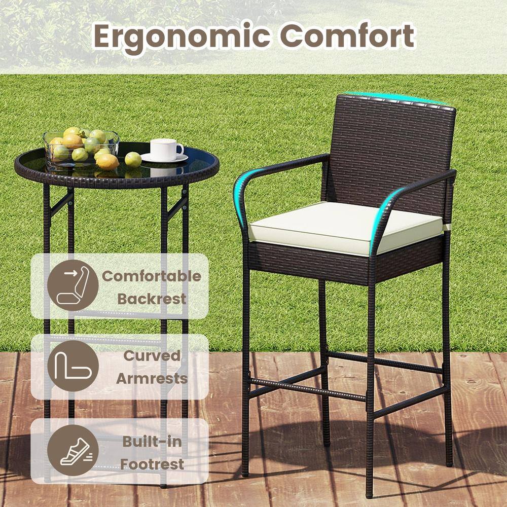 Detail view of the ergonomic features of the Skonyon bar chair and table.