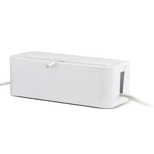 In-Box Cable Organizing Management Box for Under Desk in White