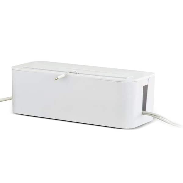 Large Cable Management Box - White Cord Organizer and Hider for