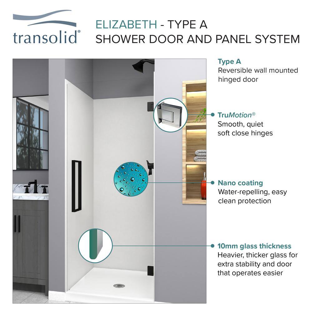 Elizabeth 25" x 76" Frameless Shower Door in Champagne Bronze and Clear Glass