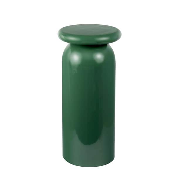 JONATHAN Y Miles 22.75 in. Mid-Century Modern Metal Sleek Cylinder Drink Table, Green