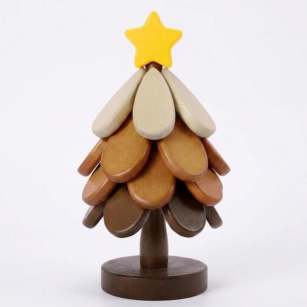 Walnut Wood Off-White Light Brown Dark Brown Tree Shape Trivet Set of 4 for Hot Dishes Pots Pans Bowls Plates