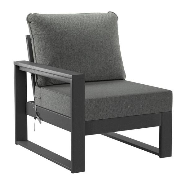 Endless Gray Frame HDPE Plastic Outdoor Patio Modern Modular Sectional Set with Gray Cushions