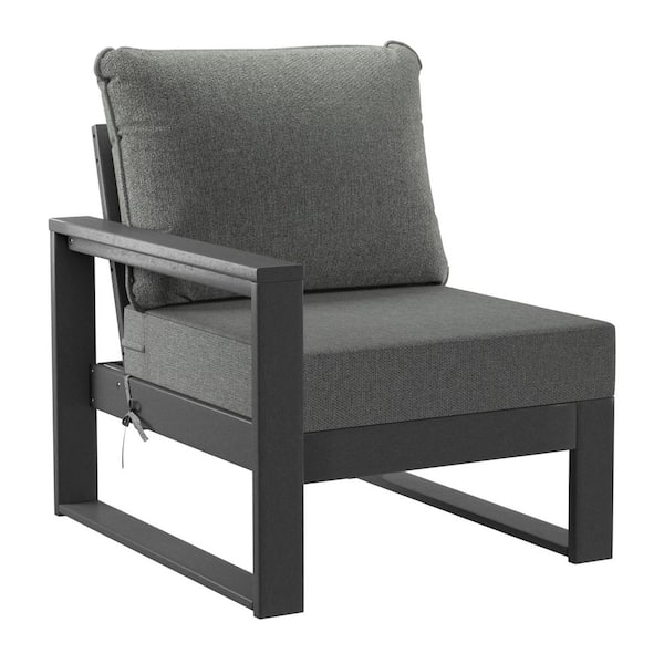 Endless Gray Frame 7-Piece Plastic Outdoor Patio All Weather Modular Sectional Ottoman Set with Gray Cushions