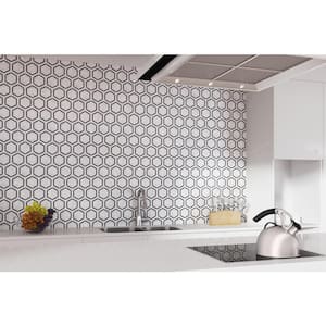 Premier Elegance Black/White Blend 12 in. x 12 in. Marble Hexagon Mosaic Tile (4.25 sq. ft./Case)