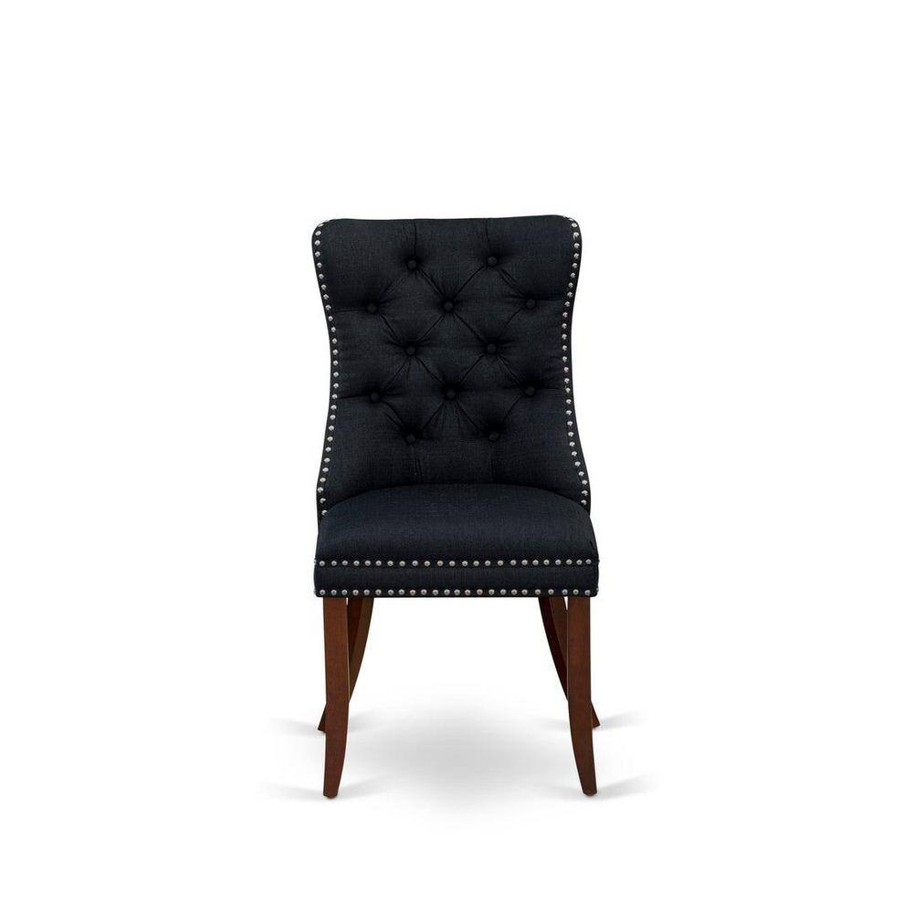 Mahogany 3-Piece Dining Set with Black Upholstered Chairs