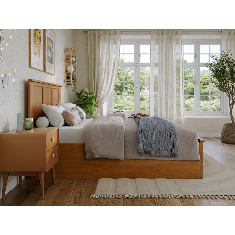 Madison Light Toffee Full Wood Platform Bed with Trundle