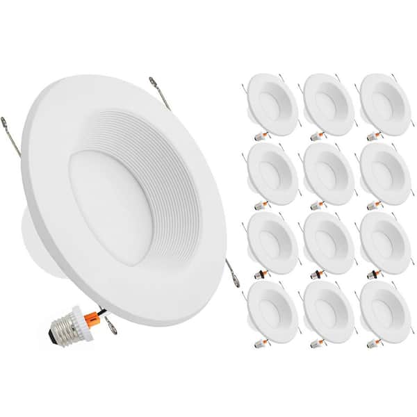 12-pack 6 in. 5 CCT Retrofit Recessed Dimmable LED Downlight Selectable 2700K-5000K with E26 Quick Connect 1300 Lumens