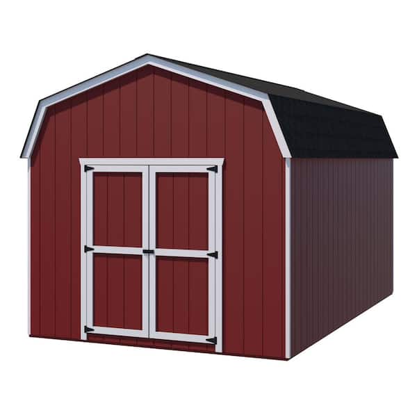 Little Cottage Co. Value Gambrel 10 ft. x 10 ft. Outdoor Wood Storage Shed Precut Kit with 6 ft. Sidewalls and Floor (100 sq. ft.)