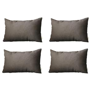 Boho-Chic Black Jacquard 12 in. x 20 in. Lumbar Solid Throw Pillow Cover Set of 4