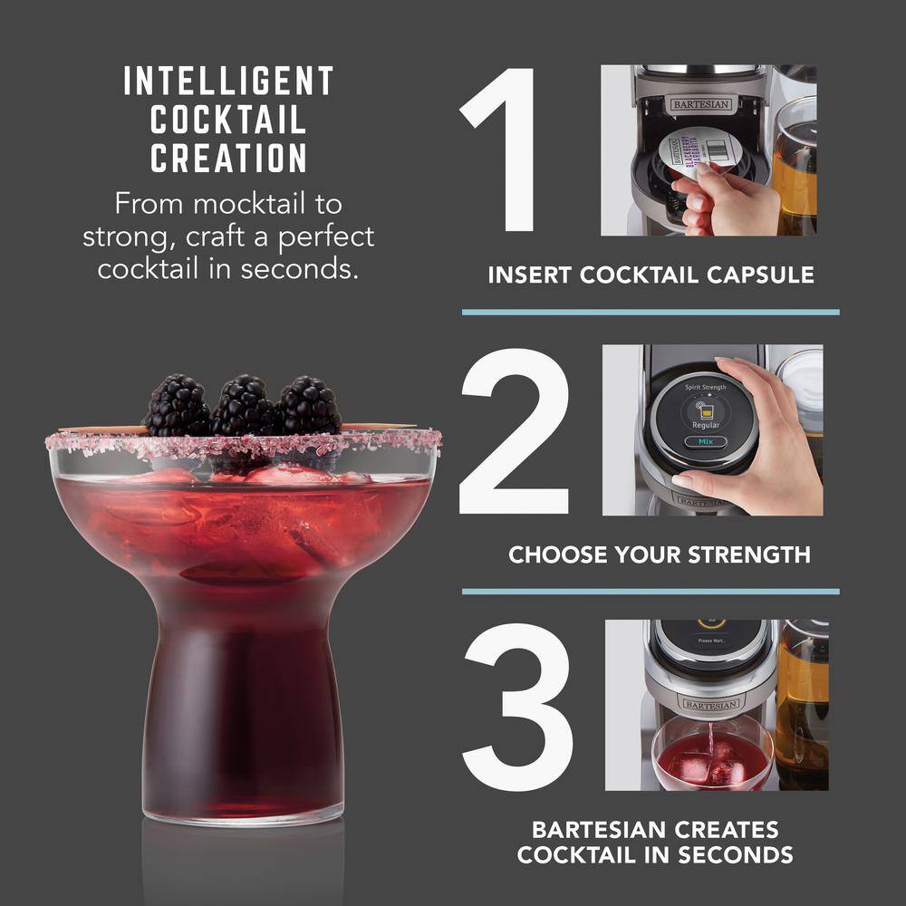 Bartesian Gray Digital Cocktail Blender with Glass Bottles