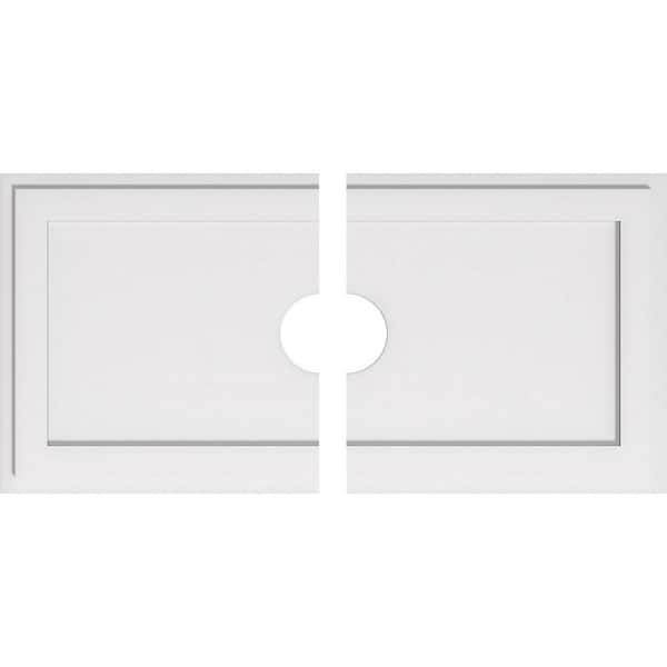 Ekena Millwork 40 in. W x 20 in. H x 5 in. ID x 1 in. P Rectangle Architectural Grade PVC Contemporary Ceiling Medallion (2-Piece)