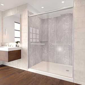 Platinum Grey-Rainier 60 in. L x 30 in. W x 83 in. H Base/Wall/Door Rectangular Alcove Shower Stall/Kit Chrome Right