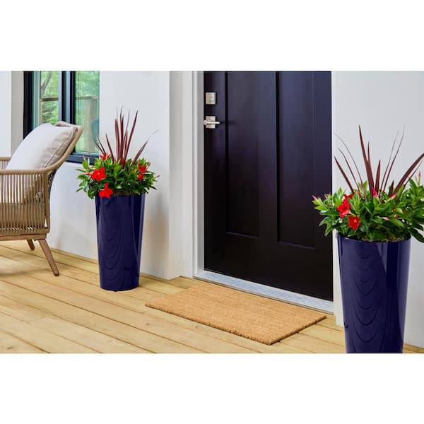 Harmony Medium Cobalt Blue Lightweight Round Plastic Planter (11.5 in. L x 11.5 in. W x 20 in. H)