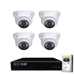 8-Channel 5MP 1TB NVR Security Camera System with 4 Wired Turret Cameras 3.6 mm Fixed Lens Built-In Mic Human Detection