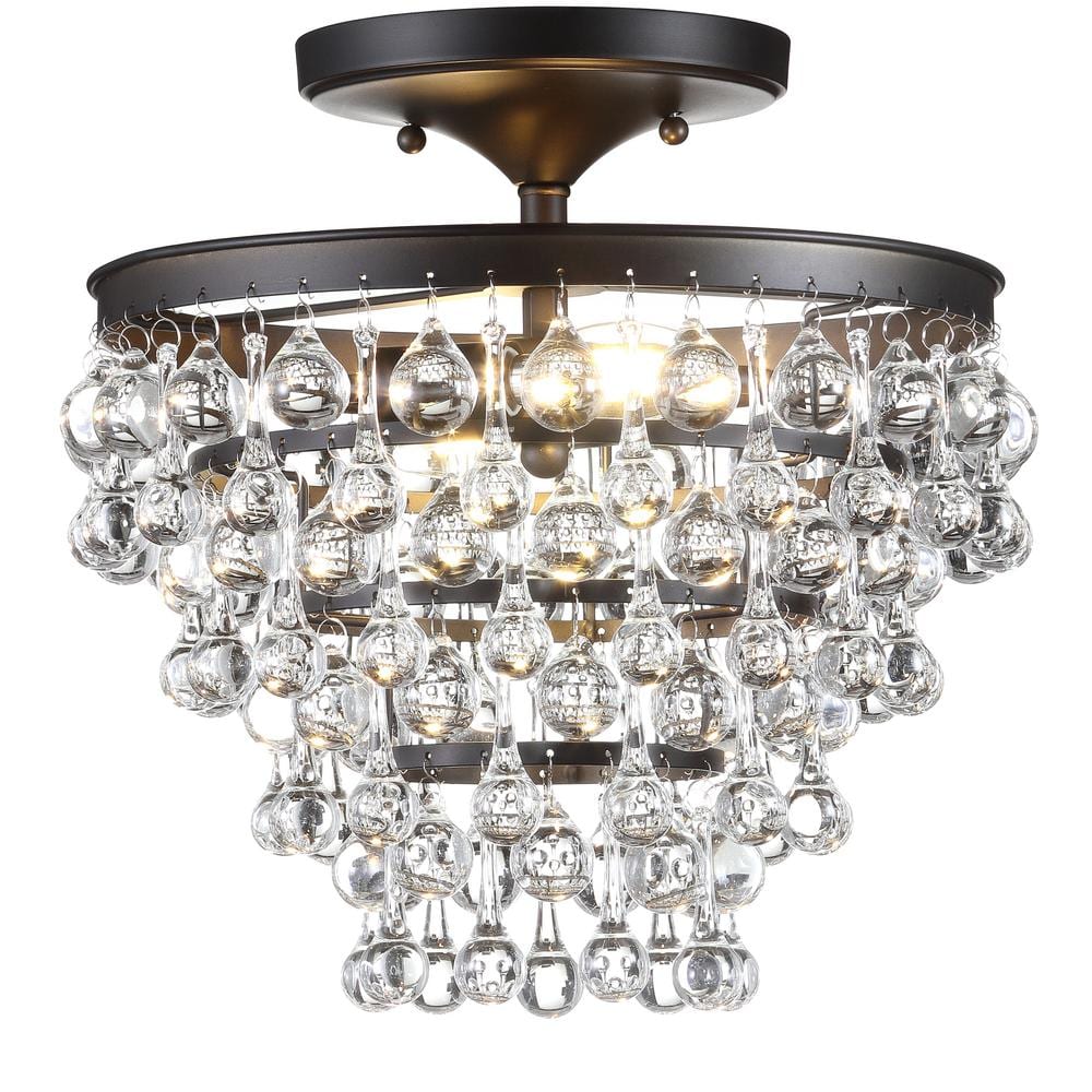 Toronto 13" Crystal and Bronze LED Flush Mount Chandelier