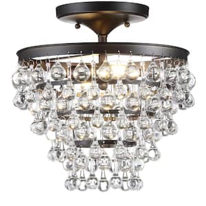 Toronto 13 in. Metal/Crystal LED Oil Rubbed Bronze Flush Mount