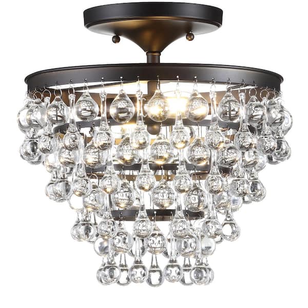 Toronto 13 in. Metal/Crystal LED Oil Rubbed Bronze Flush Mount