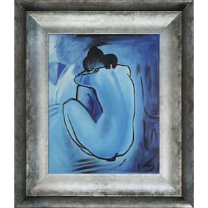Blue Nude by Pablo Picasso Athenian Distressed Silver Framed People Oil Painting Art Print 13 in. x 15 in.