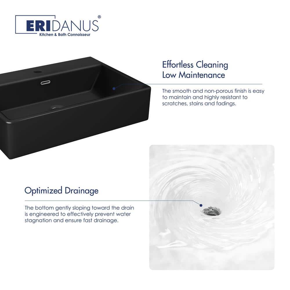 Turner Matte Black Ceramic Wall-Mount Console Sink
