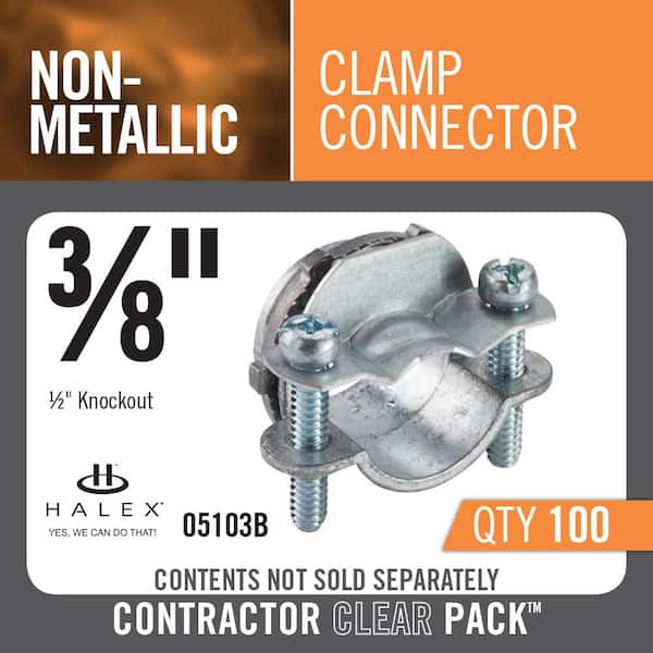 65103B 2-Piece #14 to #10 Cable Clamp Connectors NM Halex 3/8 in Non-Metallic 100 per pack