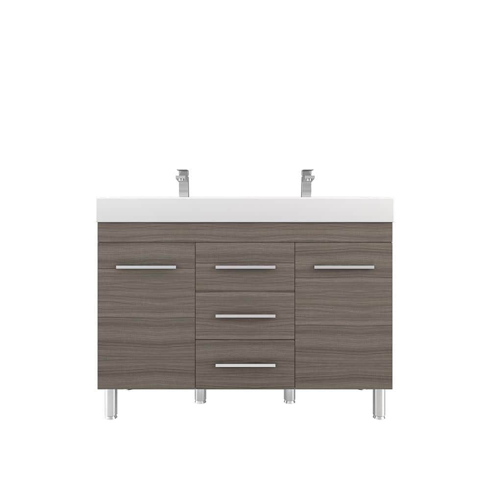 Ripley 48 in. W x 19 in. D x 36 in. H Vanity in Gray with Acrylic Vanity To