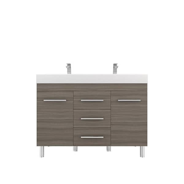 Ripley 48 in. W x 19 in. D x 36 in. H Vanity in Gray with Acrylic Vanity  Top in White with White Basin