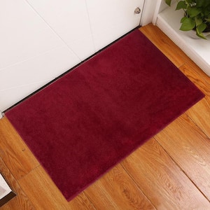 SUSSEXHOME Flower Cotton Maroon 2 ft. x 3 ft. Thin Non Slip Indoor