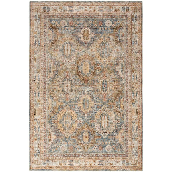 Sahar Blue 8 ft. x 10 ft. Floral Vintage Traditional Area Rug