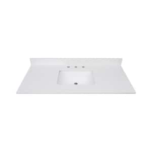 49 in. W x 22 in. D Quartz Vanity Top in Lotte Radianz Everest White with White Rectangular Single Sink
