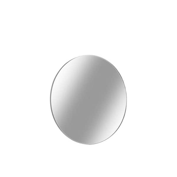 Benjara Modern 30 in. H x 1 in. W Silver Framed Wall Mirror with Oval Metal Encasing