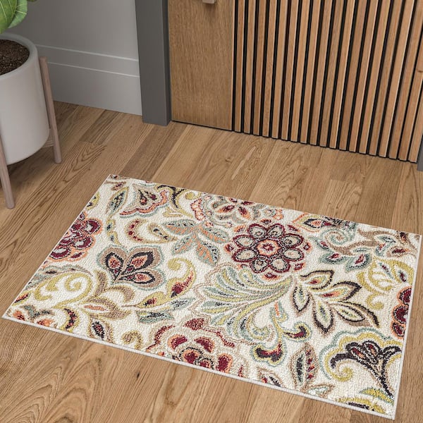 Deco Abstract Ivory 2 ft. x 3 ft. Indoor Area Rug