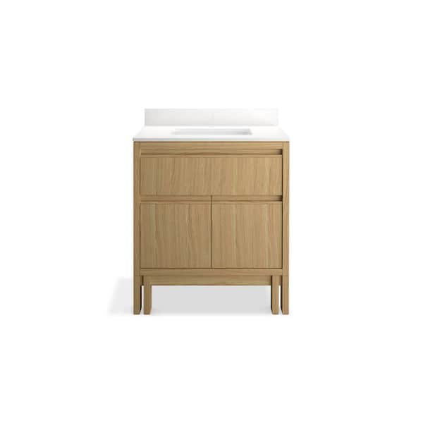 Solive 31 in. Light Oak Bath Vanity with Quartz Top