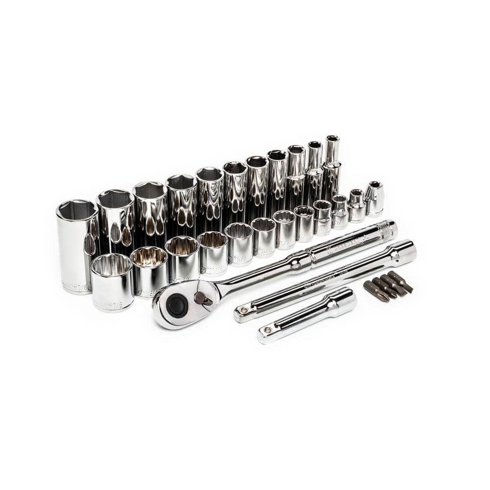 Crescent 3/8 in. Drive 6 and 12 Point SAE Mechanics Tool Set (30-Piece ...