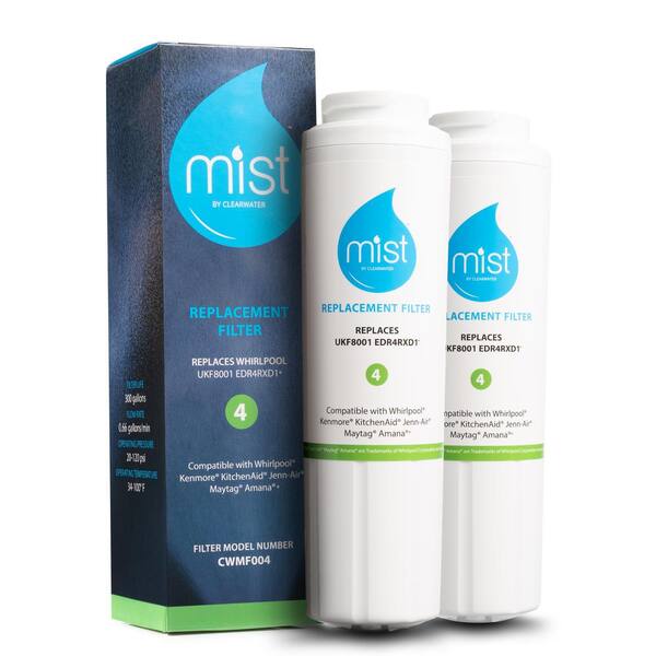 Clearwater Filters Mist Ukf8001 Compatible With Whirlpool Maytag 4396395 Edr4rxd1 Pur Filter 4 Refrigerator Water Filter 2 Pack Cwmf204 The Home Depot