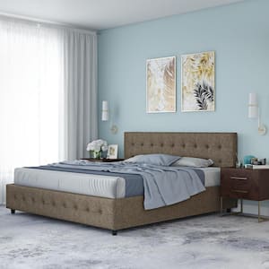 Sherry Gray Upholstered Linen King Size Bed