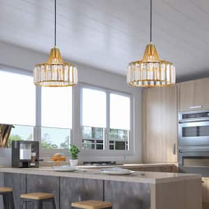 Brecksville 1-Light Gold Single Drum Pendant with Crystal Accents